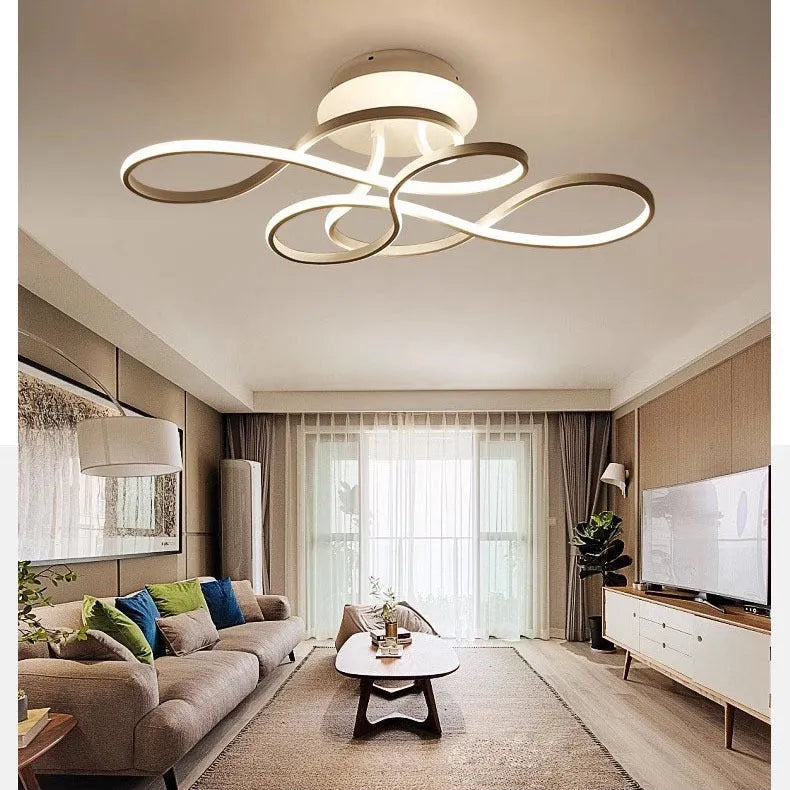 LED ceiling lamp with aluminium body and vinyl shade, 220V, available in 50x30x20cm 80W or 70x35x20cm 110W, black or white.