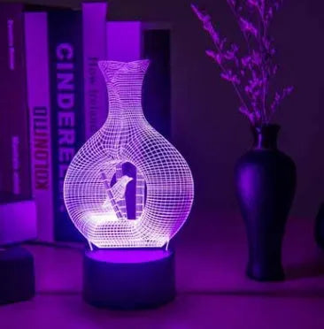 3D acrylic LED night light with colour-changing display on ABS base
