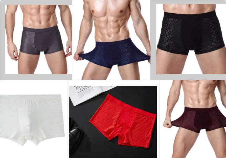 Men's solid colour modal boxer briefs with U-convex design on a white background.