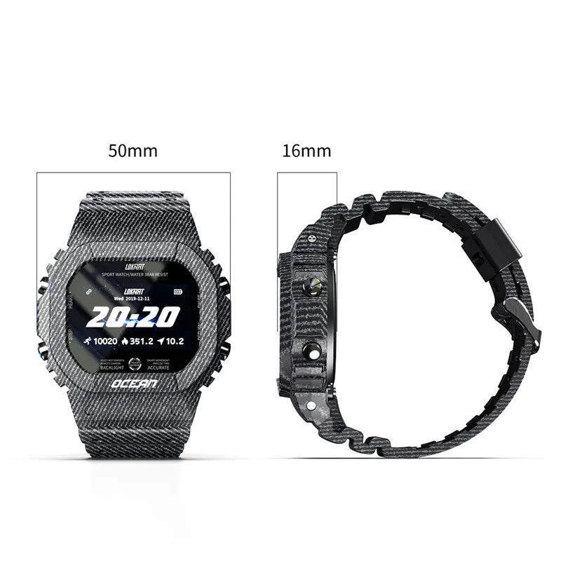 Waterproof smart watch with heart rate monitor, dual optical chip, TPU strap, and 240x240 HD screen in Army Green