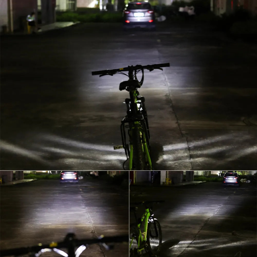 Black electric bike headlight with 3W power and 85 lux brightness, IPX4 waterproof, on handlebar mount