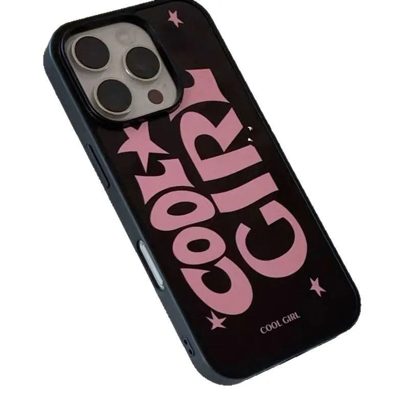 Black Pink silicone phone case with printed star pattern for Apple iPhone