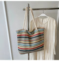 Blue straw woven single shoulder bag with large capacity and polyester lining