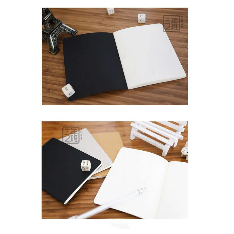 Retro graffiti book with solid colour cover in four options: black, white, cowhide colour and grey