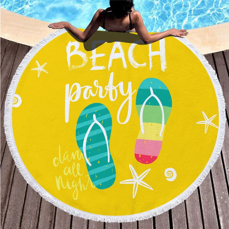Round printed superfine polyester beach towel shawl 150 x 150cm in Decor colour
