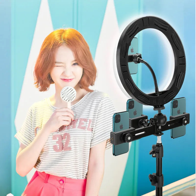 10-inch ring selfie beautifying light with adjustable 19cm metal bracket for smartphones