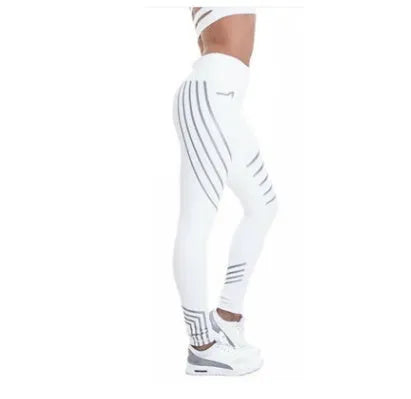 Women's milk silk workout leggings with printed pattern in black and white colour options