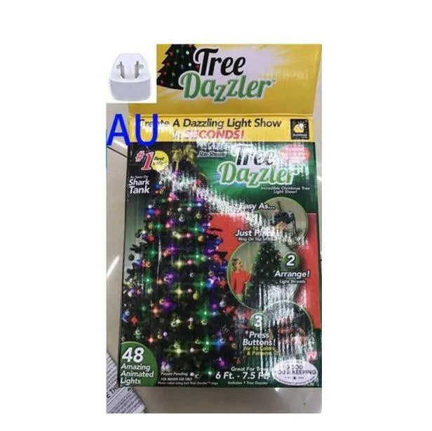 64 LED Christmas tree light string with button control for dimming and colour change, suitable for 1.8 metre trees.