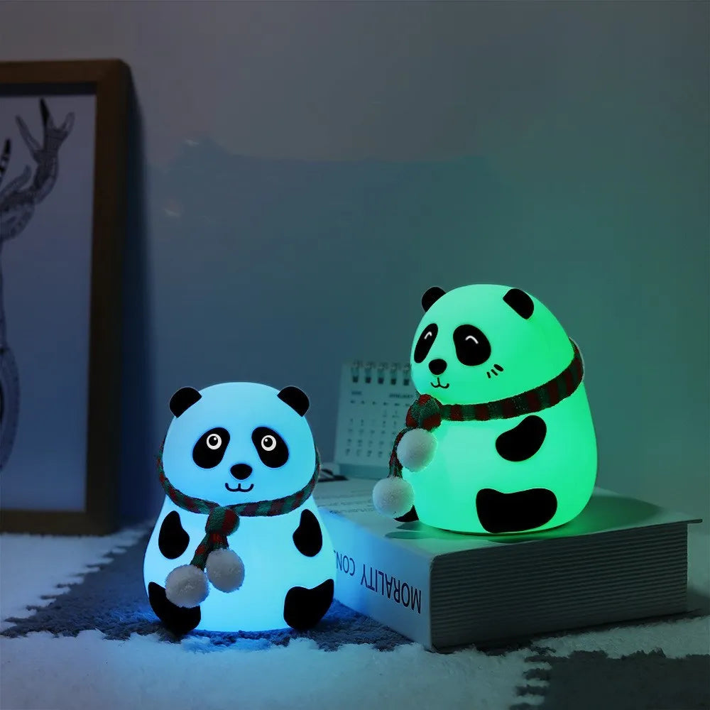 Panda silicone night light with rechargeable battery, compact 106x112x136mm size, two colour style options