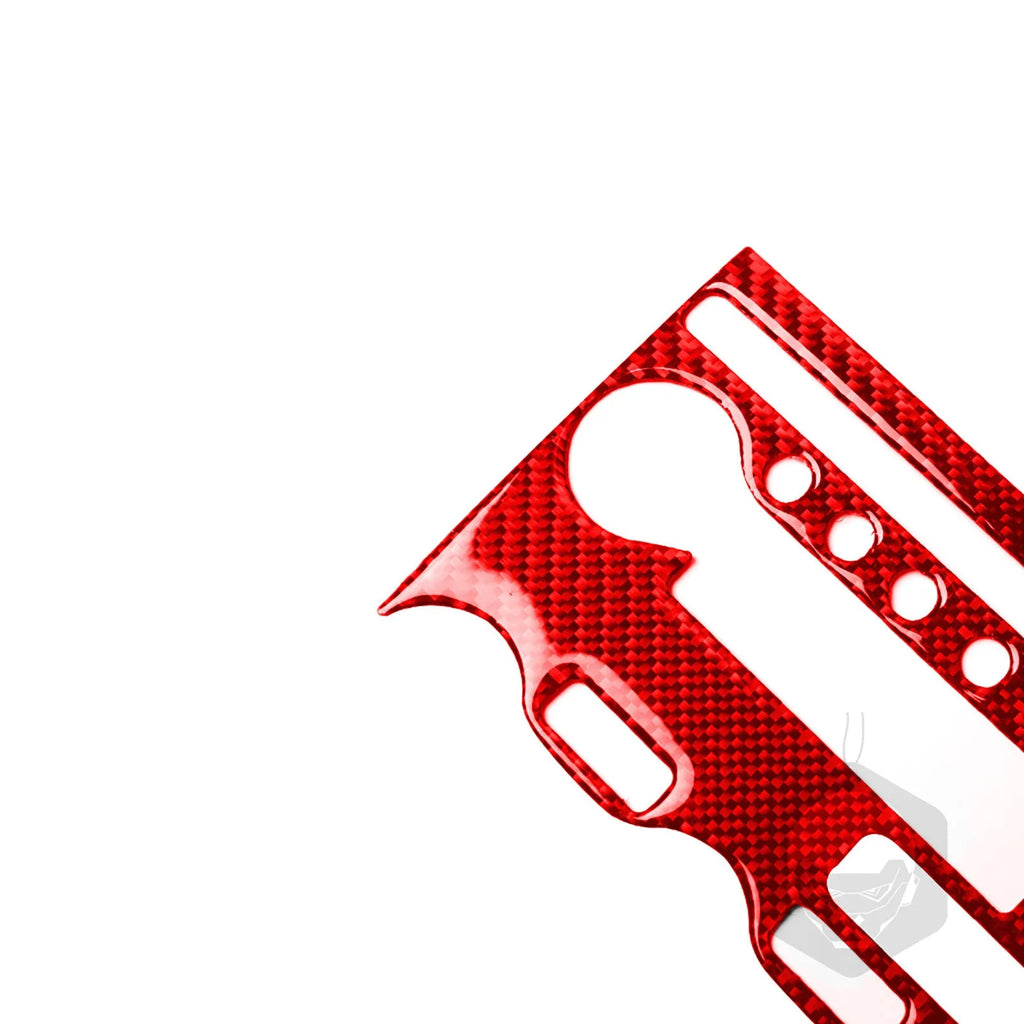 Carbon fibre 370Z central control gear multimedia panel trim set, 10-piece red, 232mm x 172mm