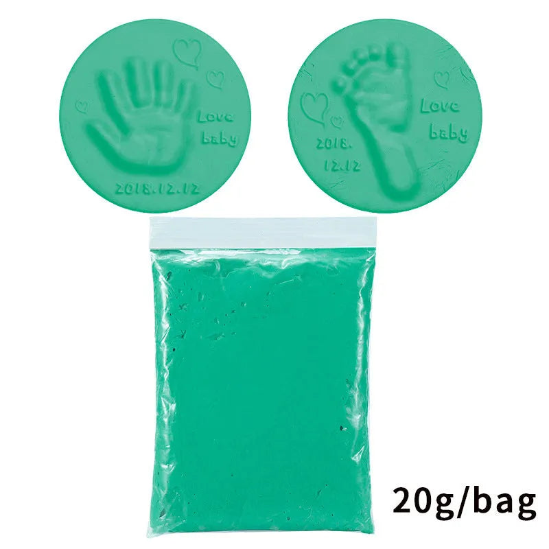 Baby handprint footprint clay kit with 20g soft non-toxic moulding paste in multiple colours
