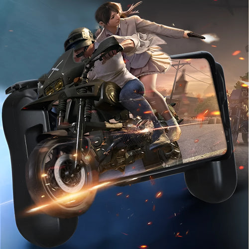 Black Bluetooth game controller for Apple iPhone mobile gaming with cooling function