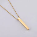 3D engraved bar necklace in colour-plated finish on adjustable stainless steel link chain