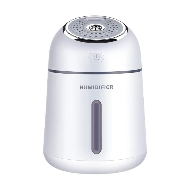 Mini ultrasonic USB humidifier four-in-one with USB mini fan and LED light, 330ml, 139*96*96mm, Blue Pink White