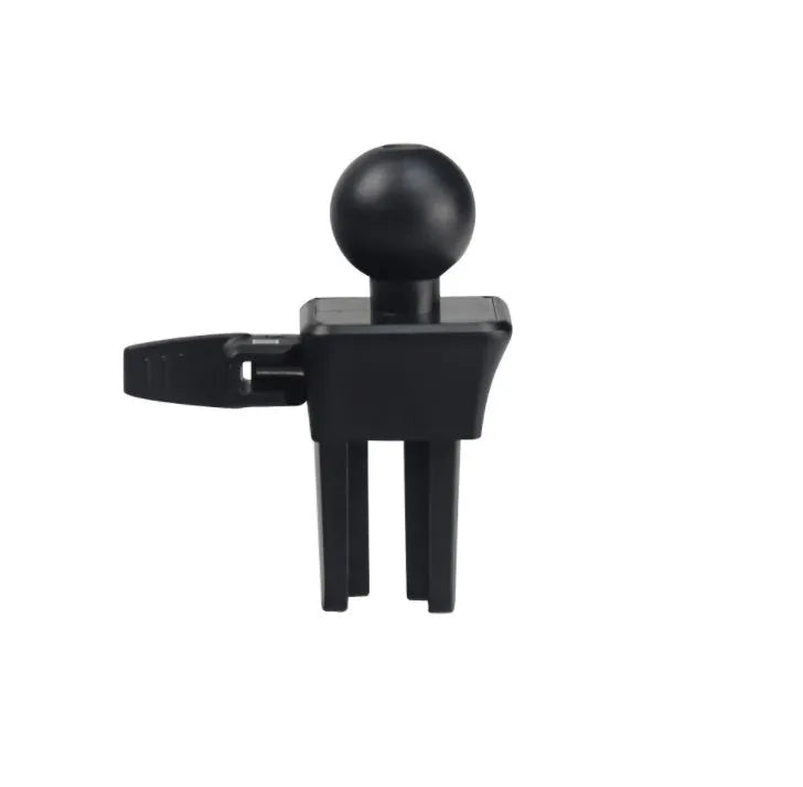 Black plastic car air conditioning outlet mobile phone holder mounted to car vent
