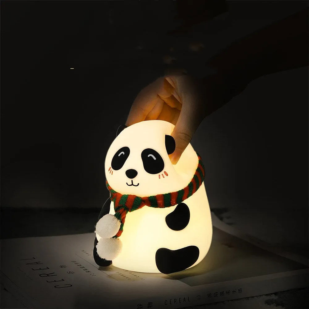 Panda silicone night light with rechargeable battery, compact 106x112x136mm size, two colour style options