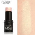 Face contour highlighter makeup product in four colour shade options A, B, C, D.