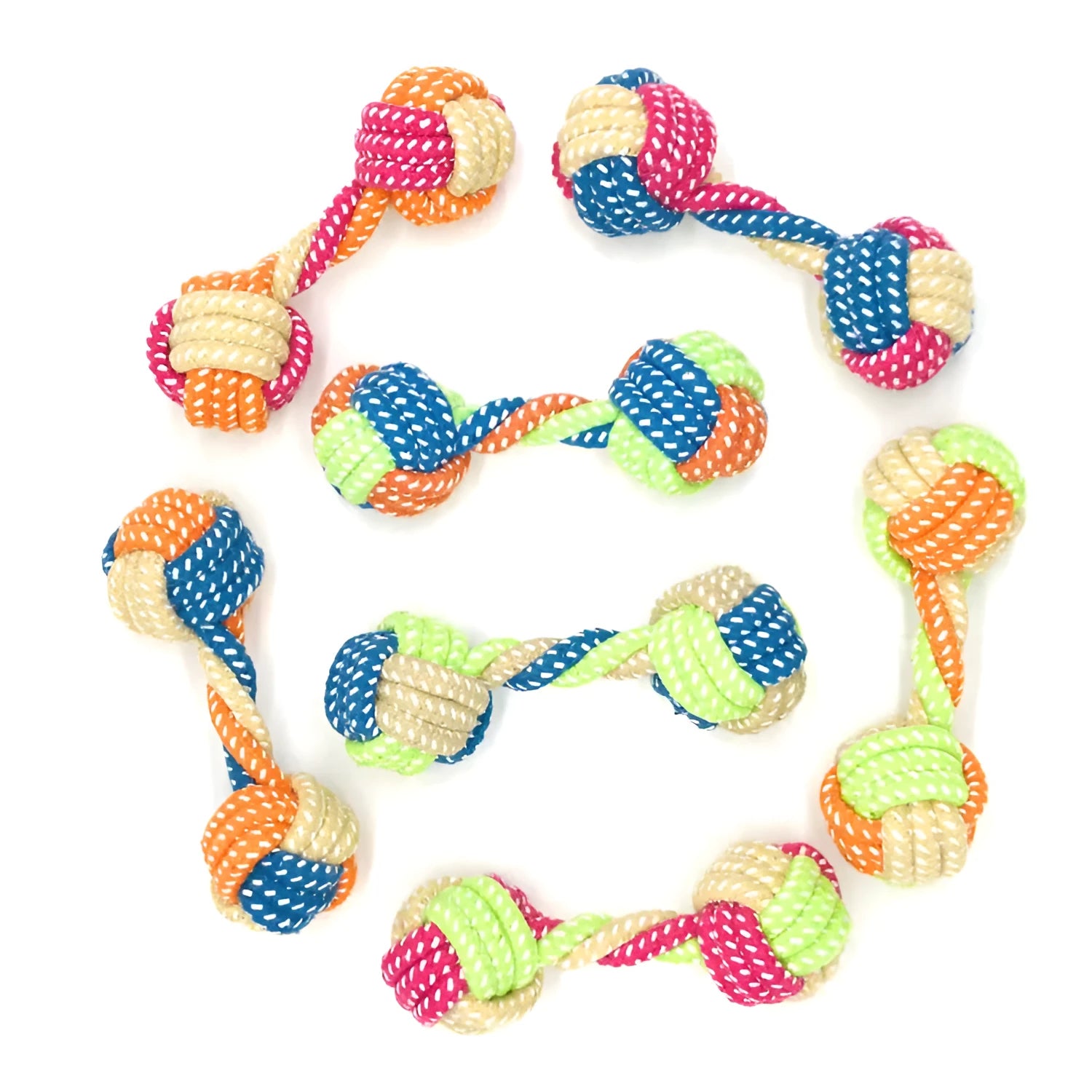Dog Bites small dumbbell cotton rope toy 17cm multicolor for small to medium dogs