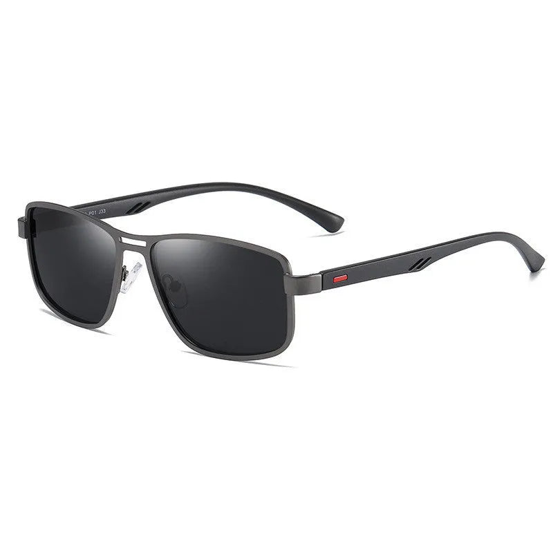 Men's polarized sunglasses with TR90 frame, TAC lenses, UV400 protection, available in black, green, gun colour, and tea.