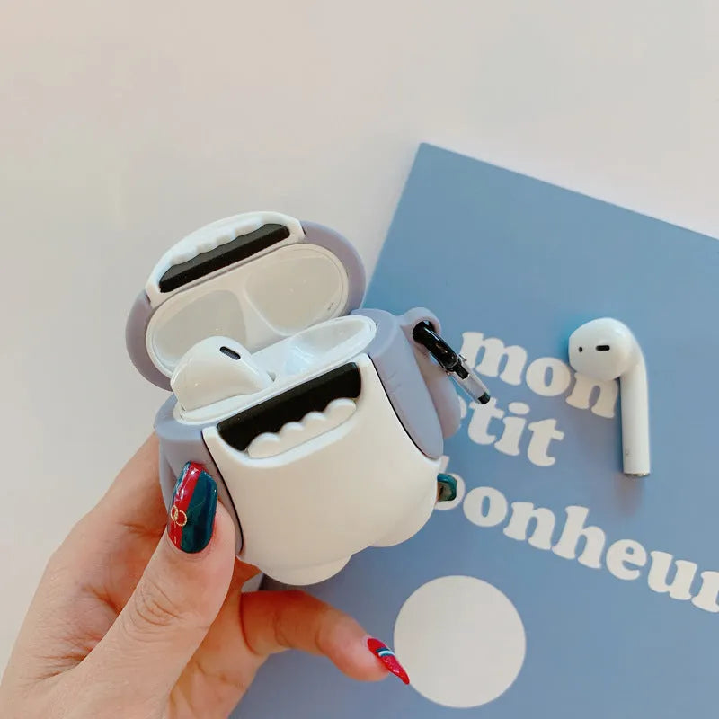 Shark design silicone protective cover for Apple AirPods 1 and 2 wireless charging case