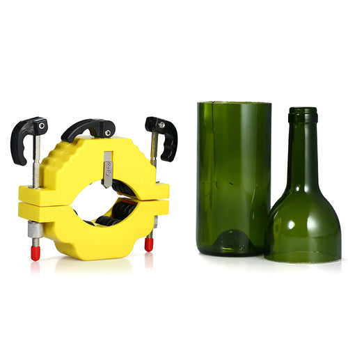 Yellow adjustable bottle cutter tool for cutting glass bottles in DIY projects