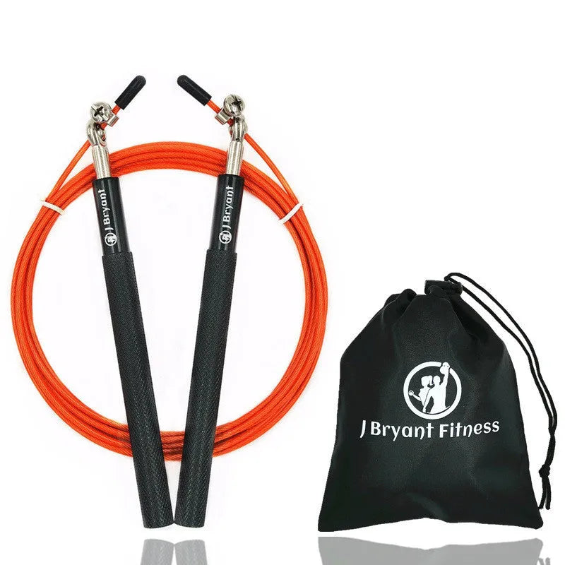 CrossFit speed jump rope with aluminium handle and 3m wire cable in black with carrying bag