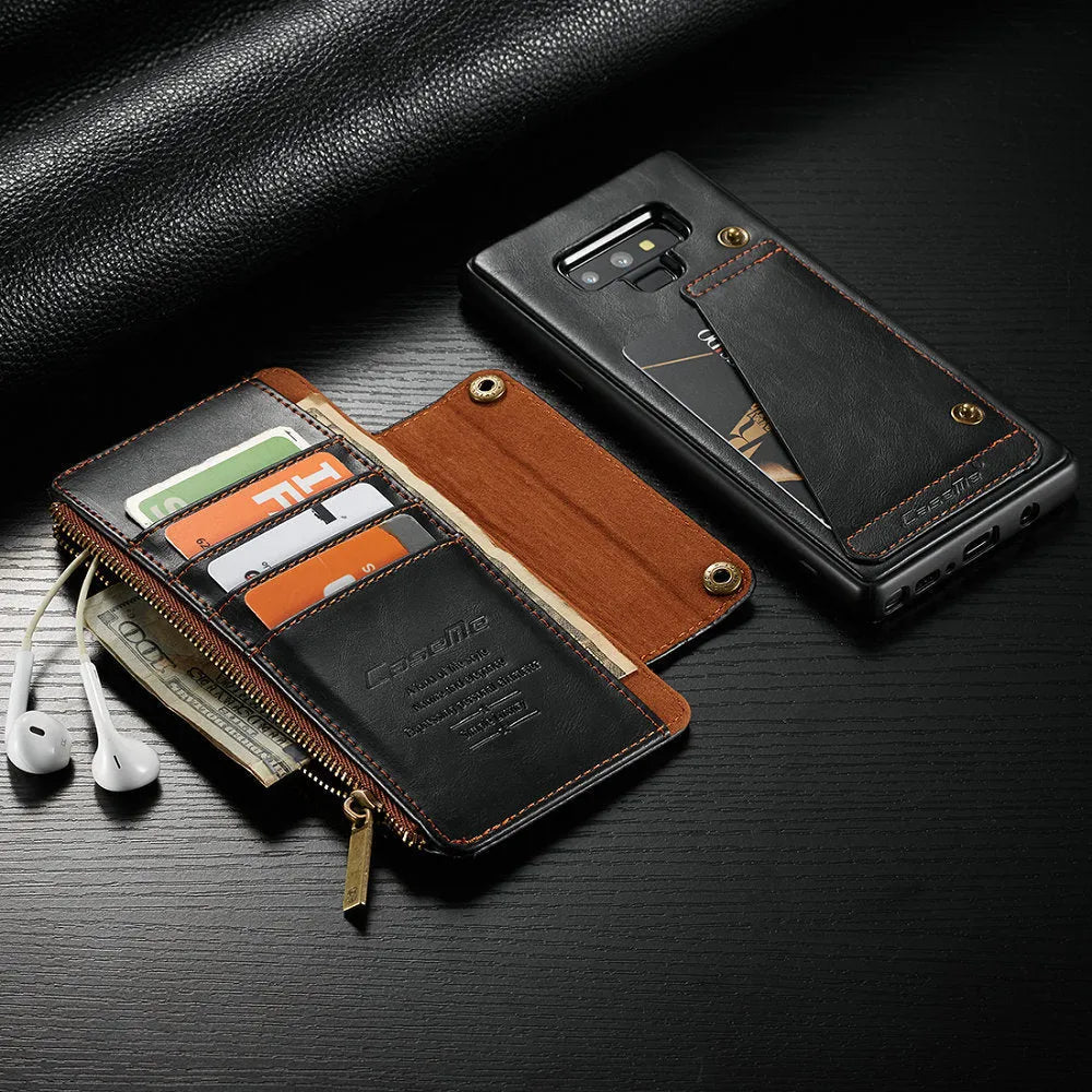 Black PU leather flip phone case for a SAMSUNG Note9 smartphone.