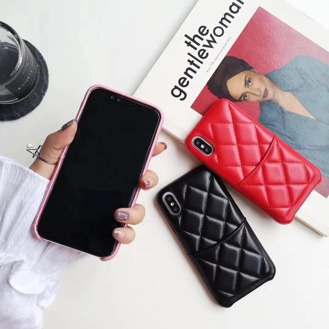 Black leather mobile phone case compatible with iPhone XS Max and other iPhone models