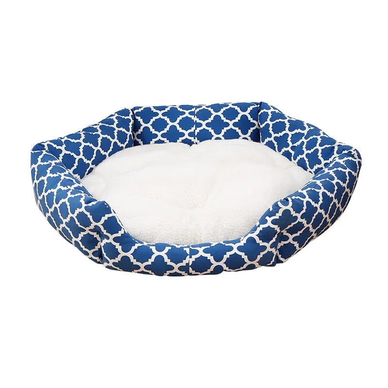 50cm indoor pet nest in deerskin velvet and cotton cloth with PP cotton filling, blue or white