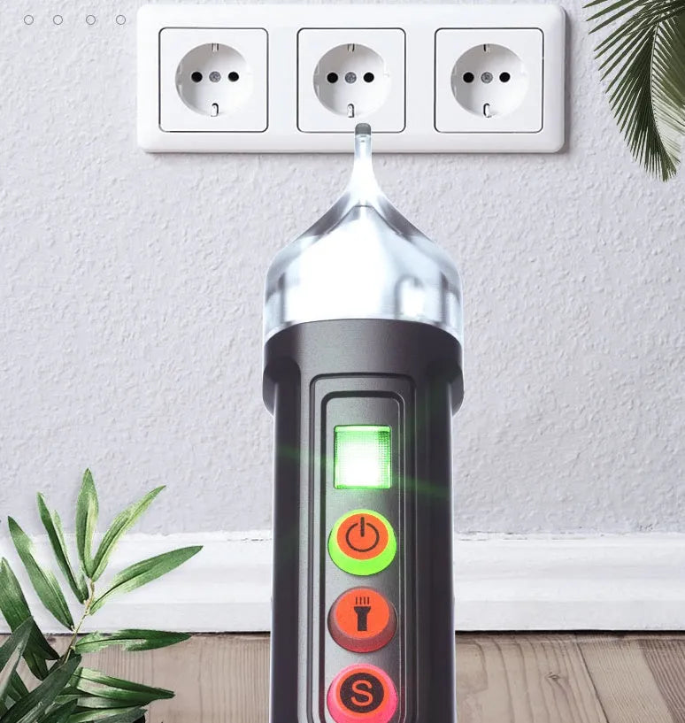 Intelligent multi-function line detection induction pen with sensor tip for electrical testing.