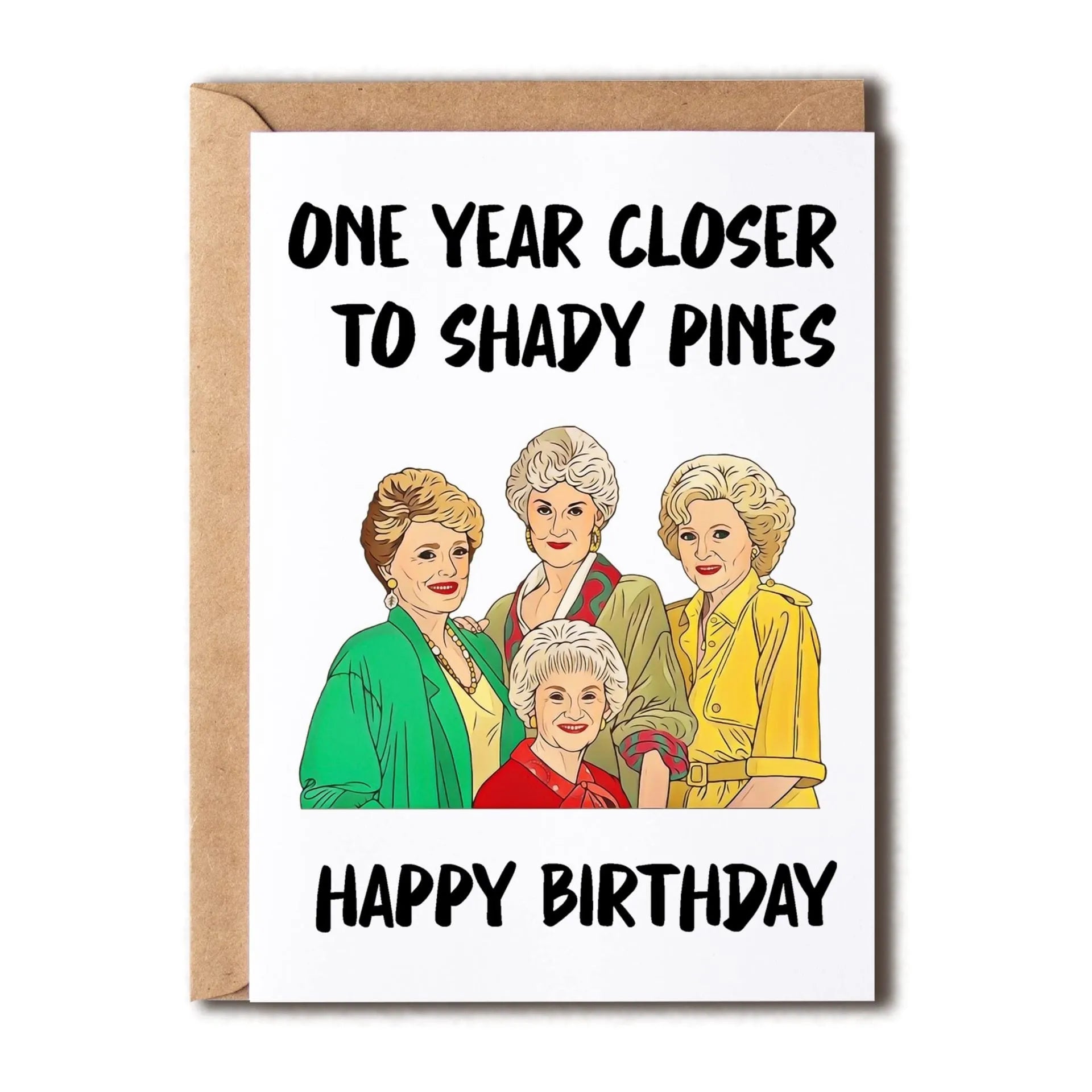 Simple modern birthday greeting card with a selection of colourful and kraft paper envelopes in two sizes.