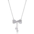 S925 sterling silver necklace with a bow pendant on an adjustable O-ring chain.