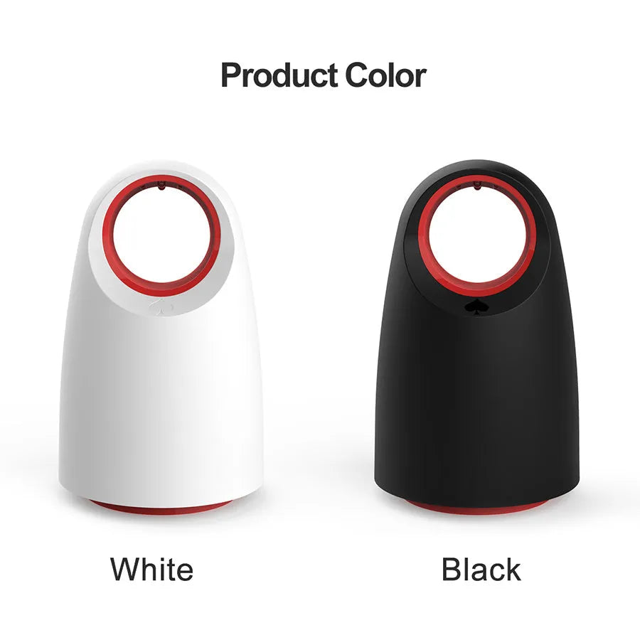 Black or white compact square mosquito killer with USB cable and mesh insect container.