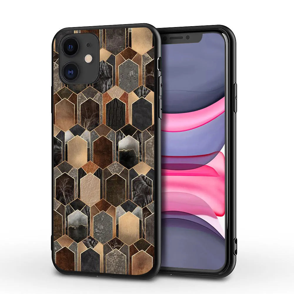 Marble pattern iPhone back cover case with waterproof and drop-resistant protection