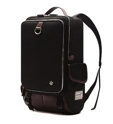 Men's modern Oxford cloth backpack in seven colour options showing dimensions of 30cm wide by 16cm thick by 46cm high