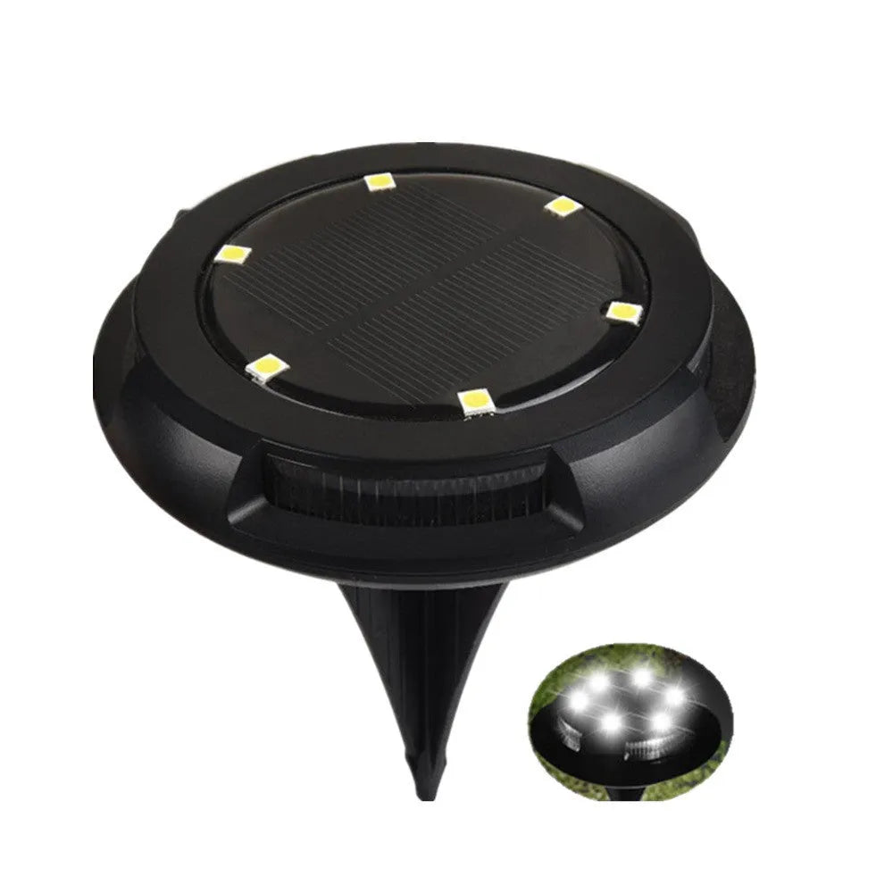 Black LED solar underground light, 11 x 4 x 13cm, for outdoor lawn and garden path use