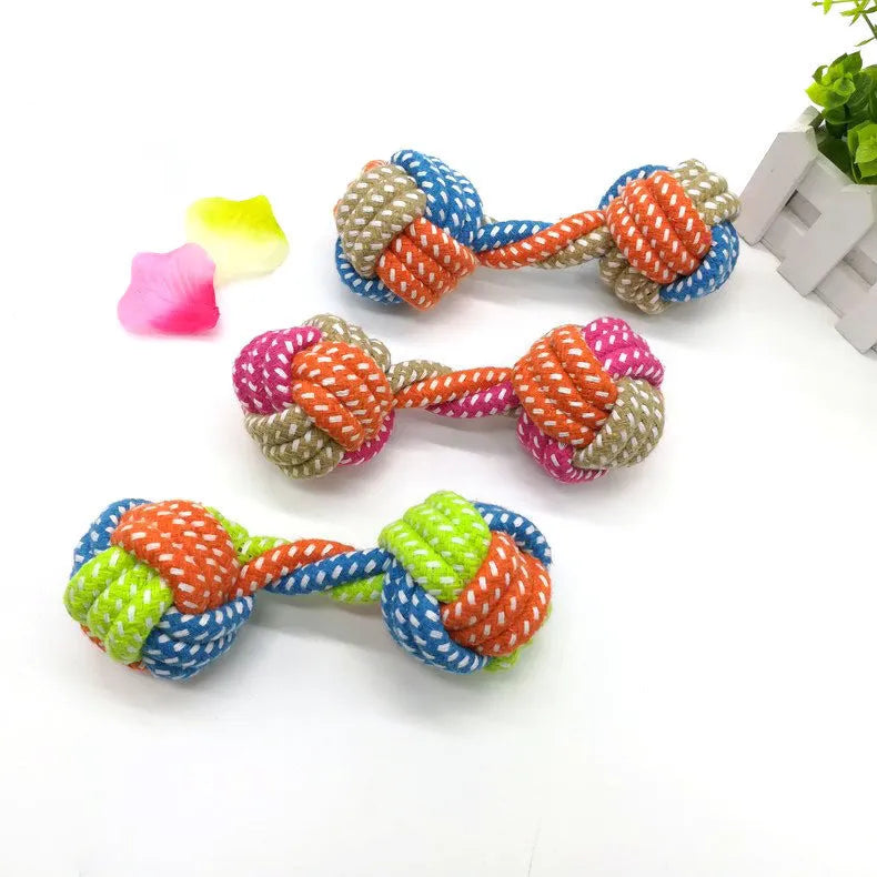 Dog Bites small dumbbell cotton rope toy 17cm multicolor for small to medium dogs