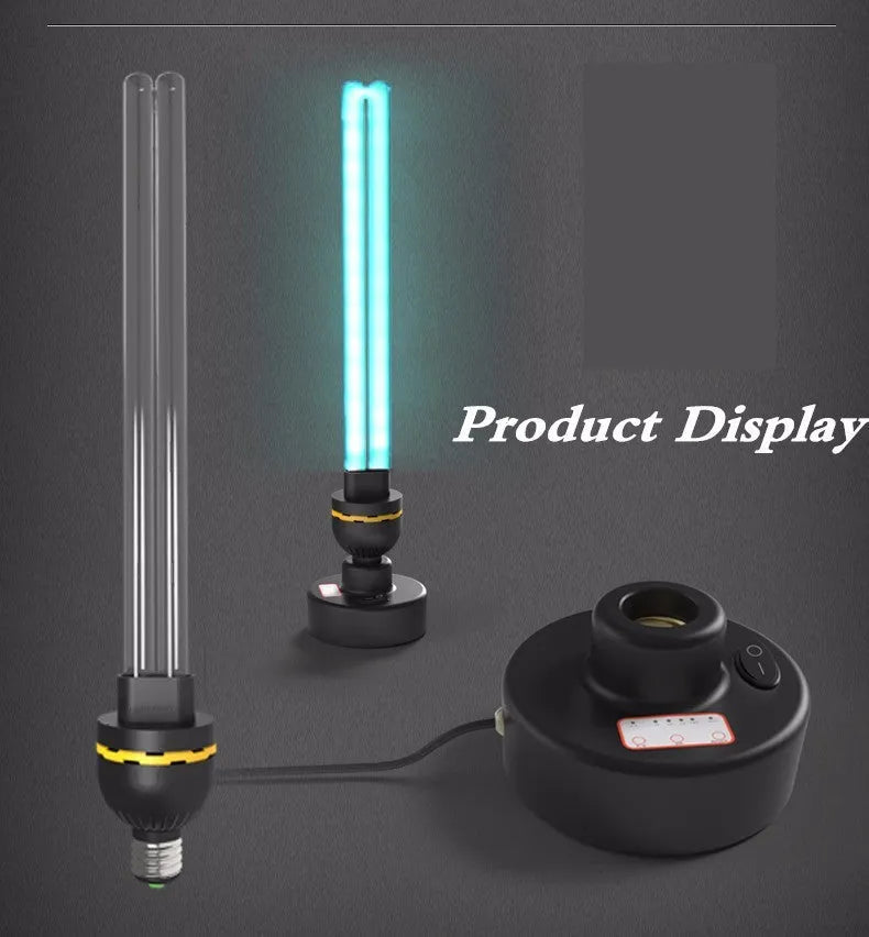Household UV disinfection lamp with E27 base and ozone option for room sterilisation