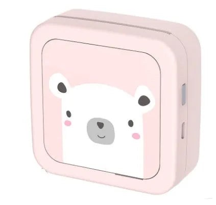 Pink thermal pocket portable Bluetooth printer with compact 79x79x40mm dimensions and 900mAh battery