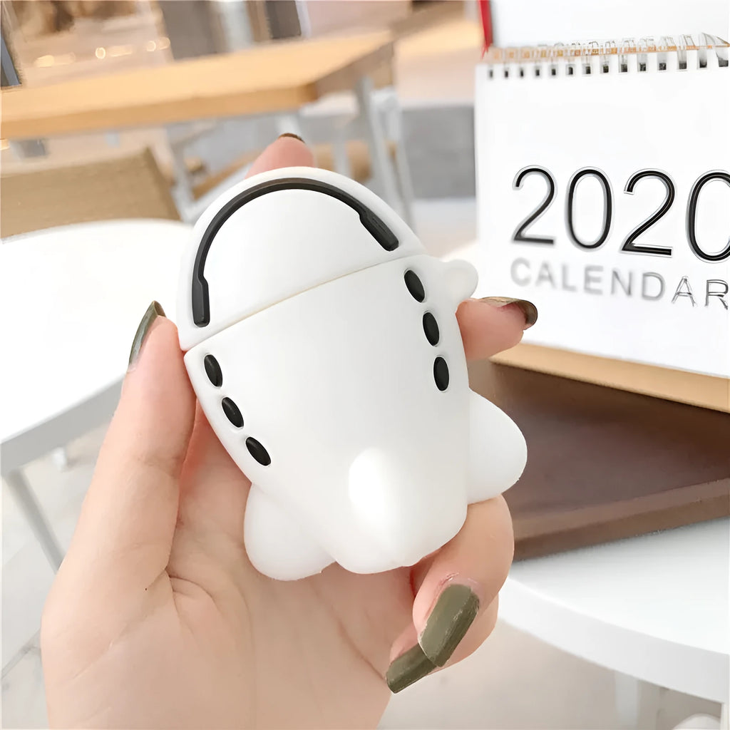 Cartoon aeroplane headset silicone flip case for AirPods with hook attachment