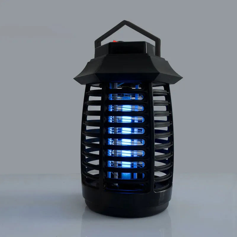 Black aromatherapy mosquito killer lamp with a UV light tube and a removable plastic chassis for cleaning.