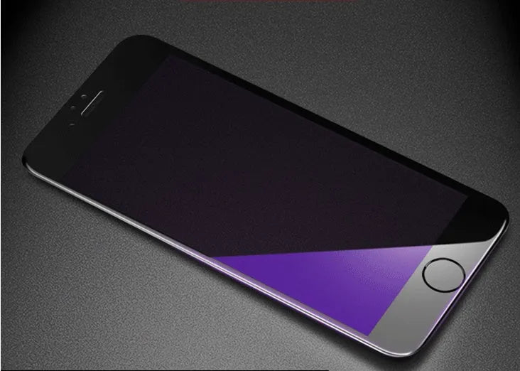 Black and white tempered glass screen protector for iPhone models showing soft edge HD and 3D carbon fibre design