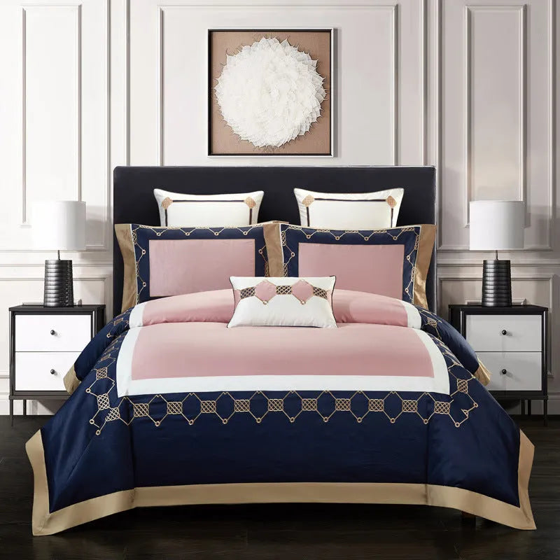 Pure cotton embroidery bedding set in a choice of five colour designs and two sizes