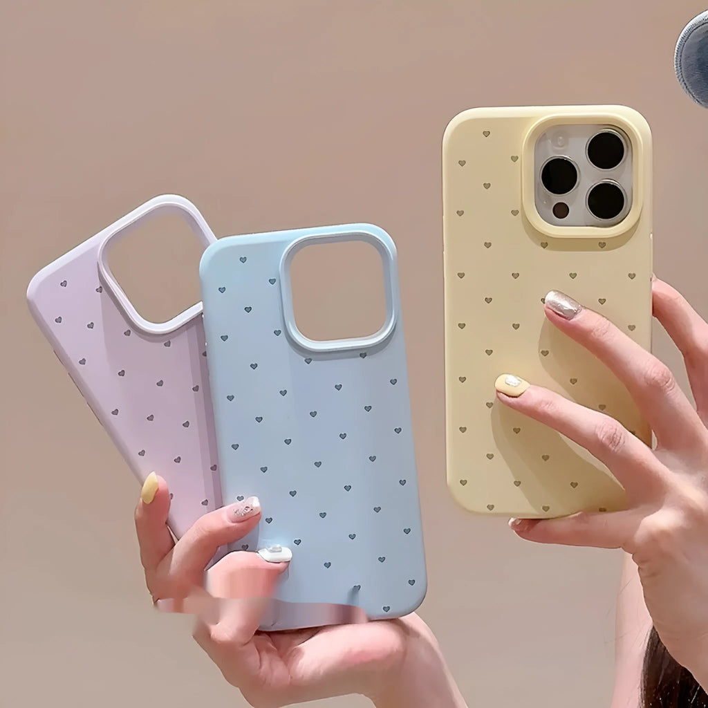 Love heart liquid silicone phone case for iPhone in grass purple with all-inclusive shockproof design