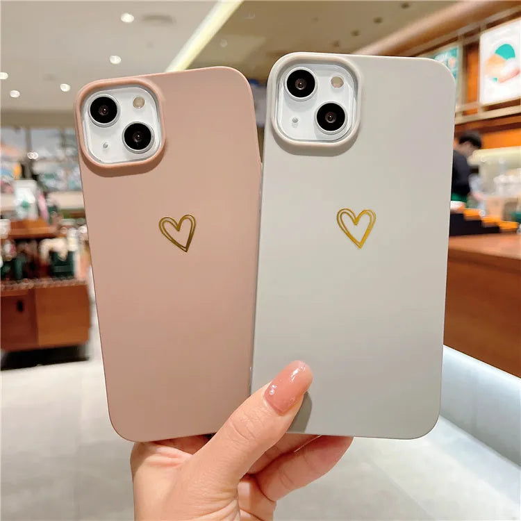 Soft silicone iPhone case with hot stamping love design in brown colour