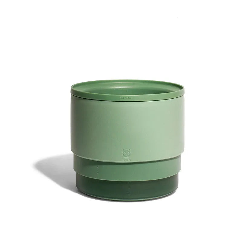 19cm round melamine pet bowl with non-slip rubber ring for cats and dogs, shown in Black, Green, Red, or White.