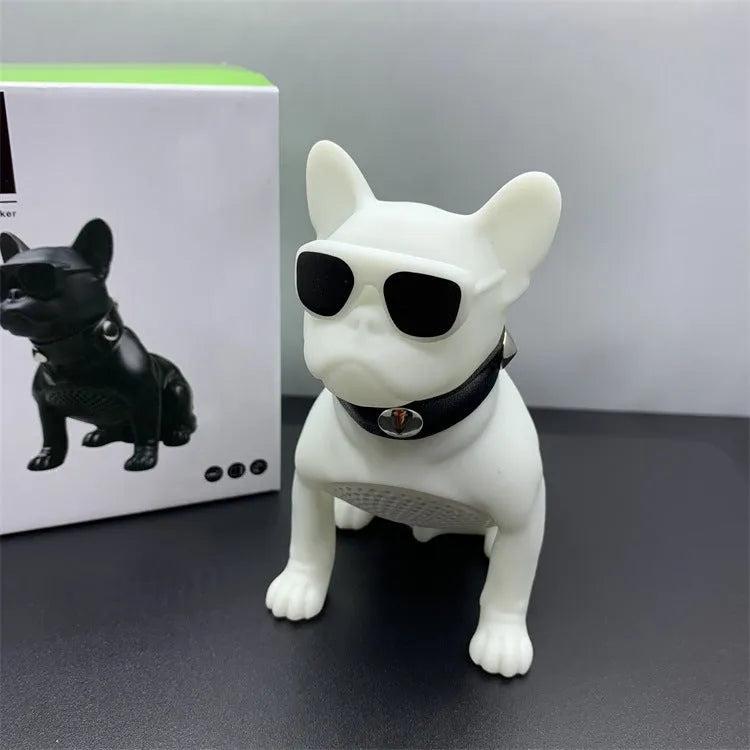Mini full body bulldog shaped Bluetooth speaker in black, red or white colours