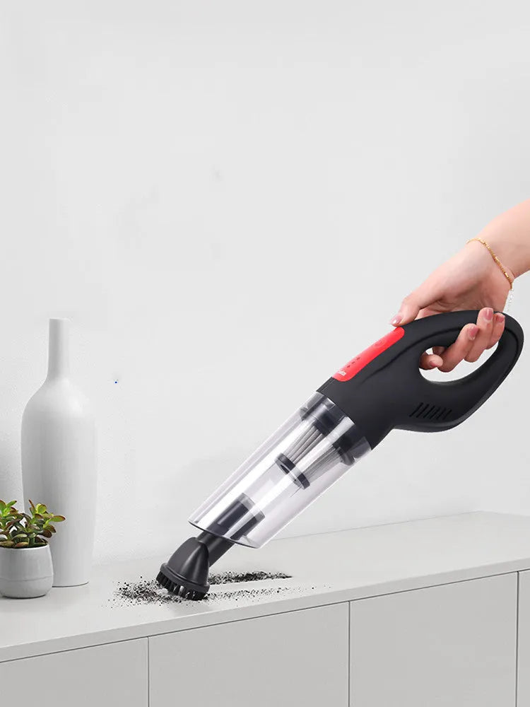 Wireless charging car vacuum cleaner handheld 6000Pa in White or Black, 364x77x115mm, with straw, brush and hose