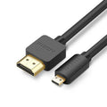 Green Union micro HDMI to HDMI cable for connecting camera or phone to TV, oxygen-free copper wire, 1-2 metre lengths