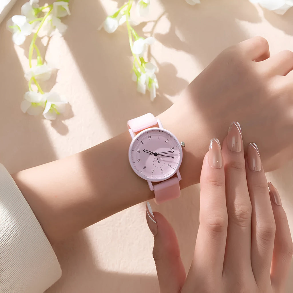 Women's digital silicone quartz watch with 33mm dial in mint green colour cartoon design